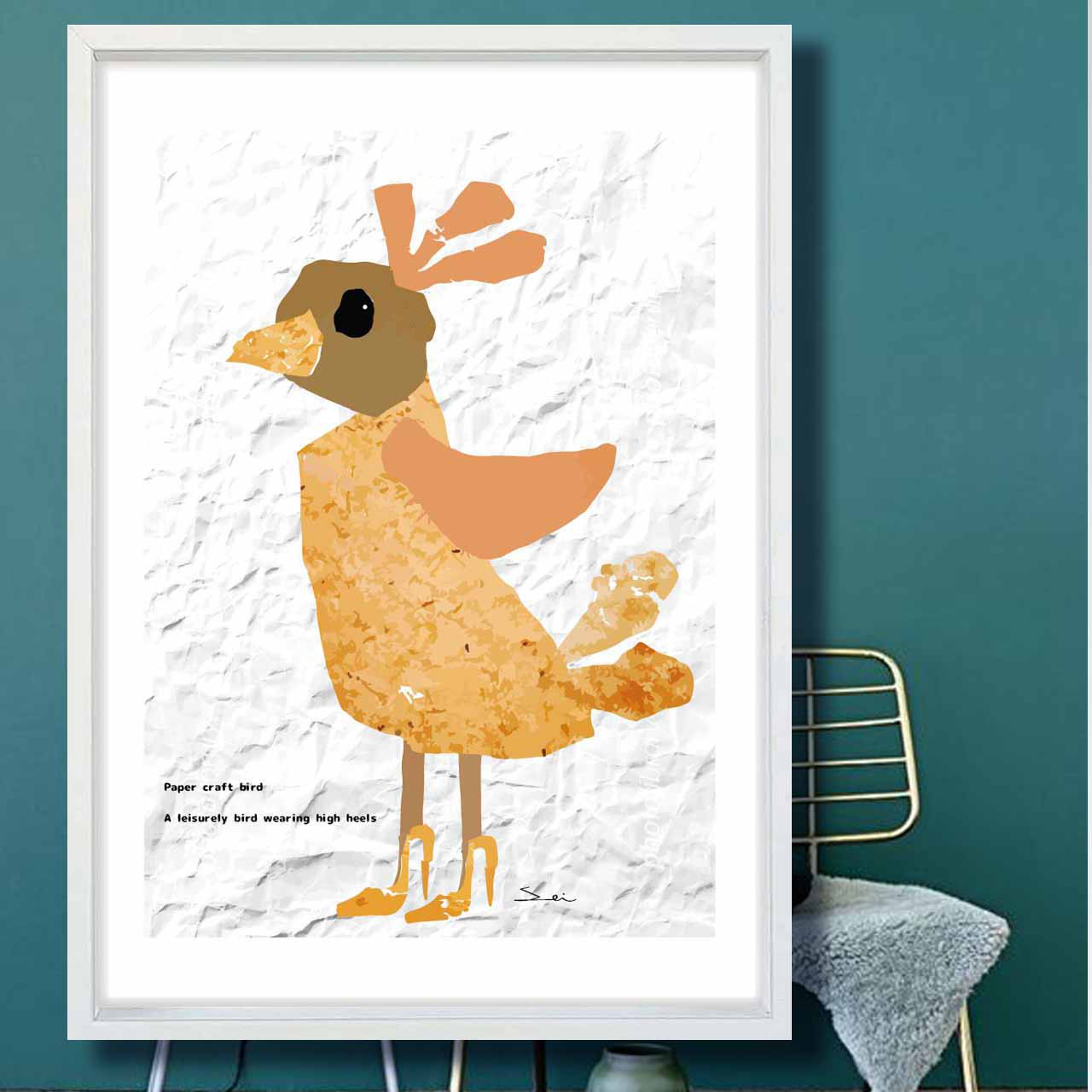 Paper bird 　鳥　イラスト　ポスター　A4 A3 A2 A1　アートポスター　アート/sei/検索　1915