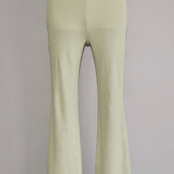 Rib Flare Easy Pants (light green) ロングパンツ グレー 灰色 上品 きれいめ 6枚目の画像