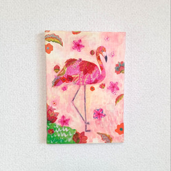 花柄『ピンクフラミンゴ』アクリル絵　原画　アート　絵画　イラスト 1枚目の画像