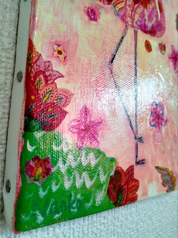 花柄『ピンクフラミンゴ』アクリル絵　原画　アート　絵画　イラスト 8枚目の画像