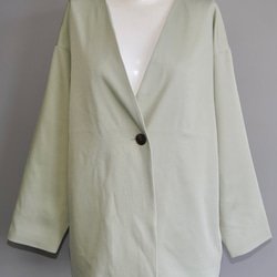 No-Collar Jacket ＋ Slacks 2P SET UP (pale mint)セットアップ グリーン 6枚目の画像