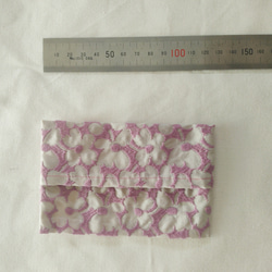【能登半島地震災害支援】ピンクの刺繍生地の　ティッシュケース 3枚目の画像