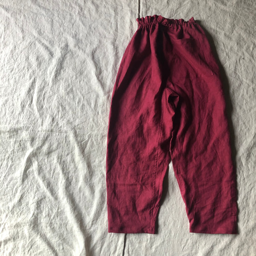 リネンのもんぺ チェリーレッド ロングパンツ nuuMonpe 通販｜Creema  