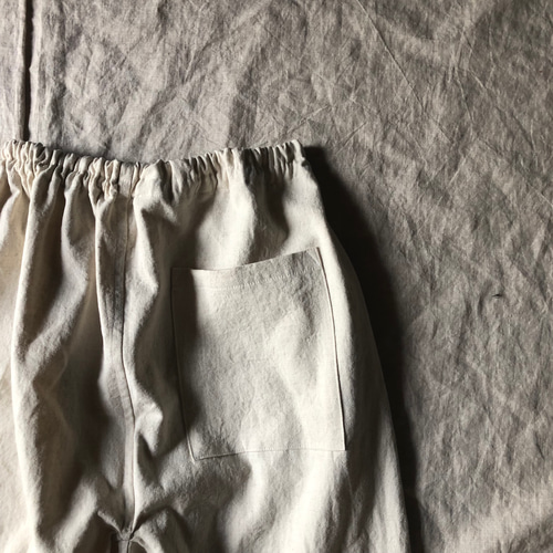 リネンのもんぺ きなり リネンデニムのゆったりもんぺ インディゴ