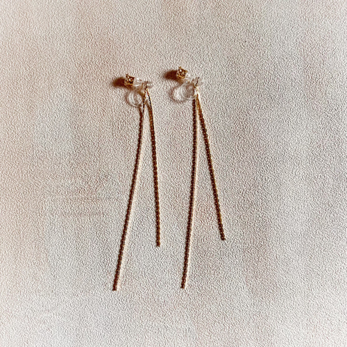 coco vanilla* goldジルコニア ダブルチェーン ピアス(イヤリング