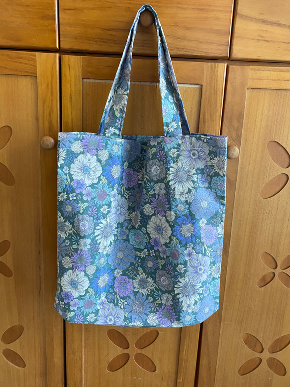 たためるトートバッグ A4も入る クラシックフラワーグリーン トート