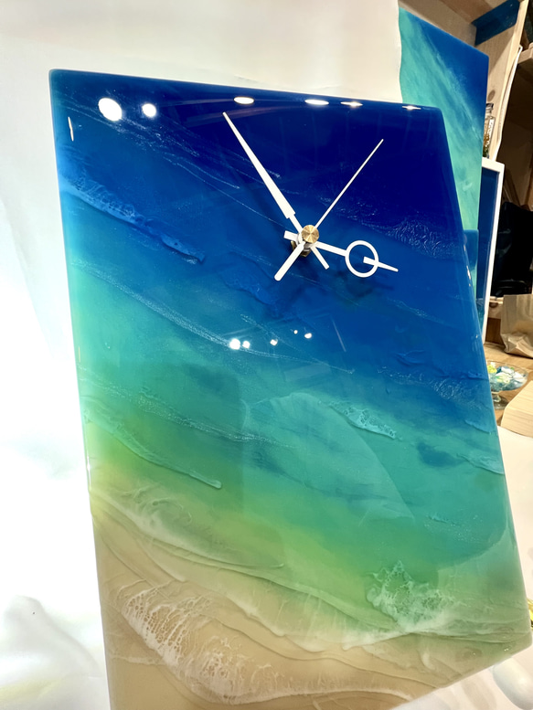 石垣ブルーアートパネル時計　瑠璃（るり）A4サイズ 9枚目の画像