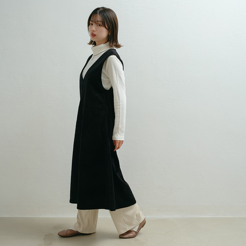 秋冬新作] コーデュロイ Vネック ジャンパースカート ワンピース