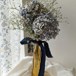 スワッグになる2way アンティーク紫陽花と柳のしめ縄飾り　南天　プルモサム creema限定1点】花瓶付き！アンティーク紫陽花とかすみ草のドライ