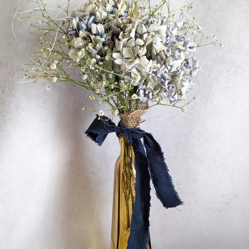 creema限定1点】花瓶付き！アンティーク紫陽花とかすみ草のドライ