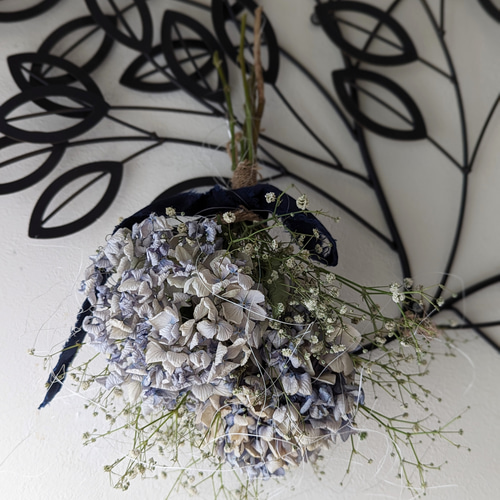 creema限定1点】花瓶付き！アンティーク紫陽花とかすみ草のドライ