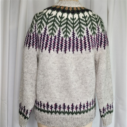 満開ラベンダーのロピーセーター アイスランドロピーセーター グレー  