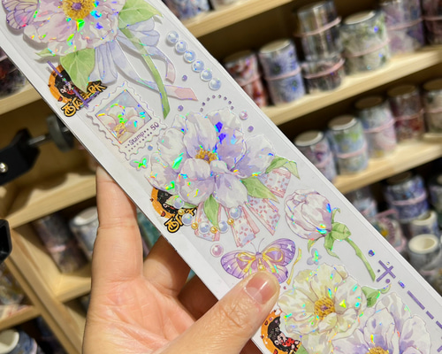 【K013】 海外PETマスキングテープ　マステ　切り売り　花　フラワー  装飾 海外PETテープ 切り売り 蝶 花 蘭双/青潭/花の貿易風 海外マステ