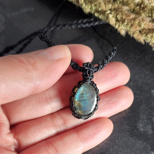 ラブラドライト シンプルマクラメネックレスn105 ネックレス