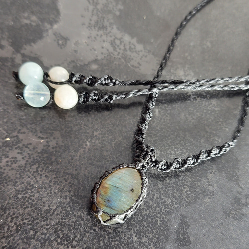 パールとラブラドライトのマクラメネックレス ラブラドライトネックレス | STORES