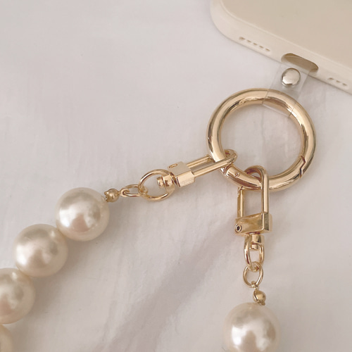 【正規店完売品】stringting☆ カラフルビーズ×大粒パール　ストラップ Pearl strap | nananbijouxxx