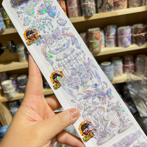海外PETテープ 檻の中の夜 籠のスズメ 切り売り 海外マステ