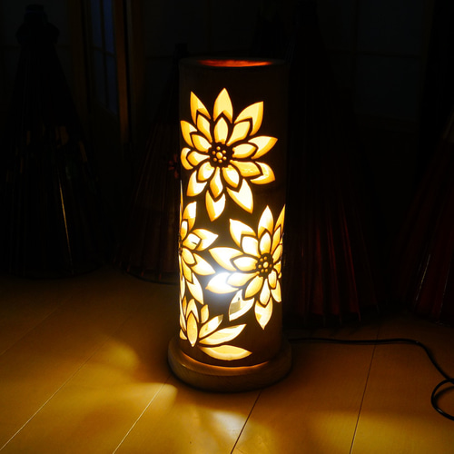 竹灯り・竹あかり・竹灯籠 ～～ 癒しの灯り☆蓮四輪☆～ スタンド  