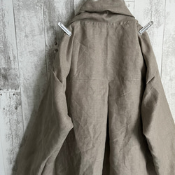 濃麻リネン100%シンプルロングローブジャケット コート 4枚目の画像