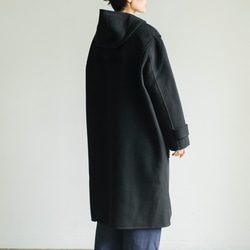 溫暖又時尚羊毛雙面大衣 紐帶黑色 230905-1 第4張的照片