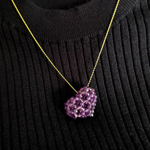 50%OFF】ハート型ネックレス・アメジスト/36mm ネックレス・ペンダント  