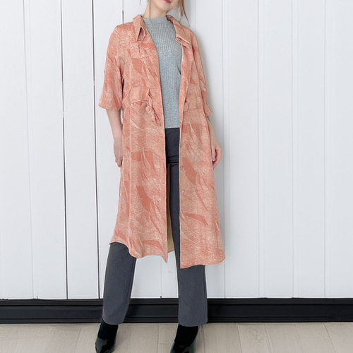 シャツ ワンピース / ロング カーディガン 【 着物リメイク 】 半袖  