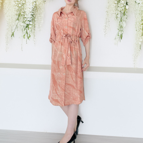 シャツ ワンピース / ロング カーディガン 【 着物リメイク 】 半袖  