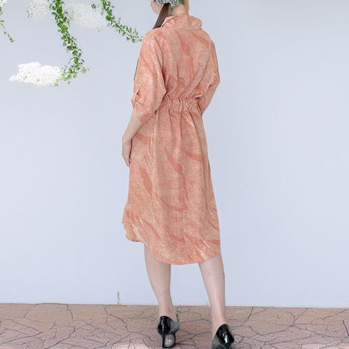 シャツ ワンピース / ロング カーディガン 【 着物リメイク 】 半袖  