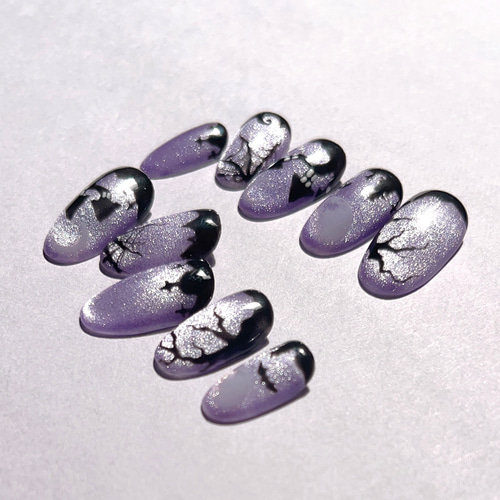 SPICE】 紫マグネットのハロウィン用ネイルチップ ♢ナイトメア
