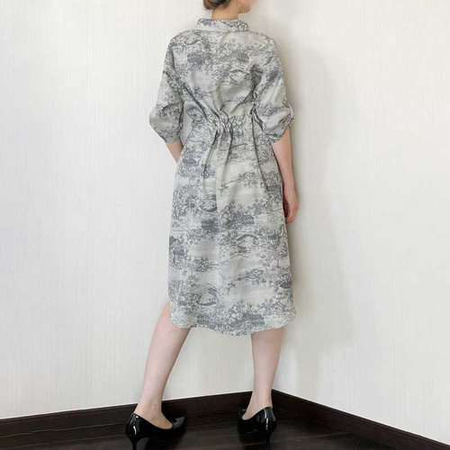 シャツ ワンピース / ロング カーディガン 【 着物リメイク 】 半袖  