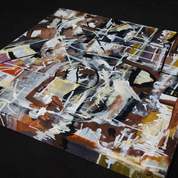 ひろ・あおき　作　「盤036」　アクリル/キャンバス　S3　27.3x27.3cm　抽象絵画　現代アート　スクエア 12枚目の画像