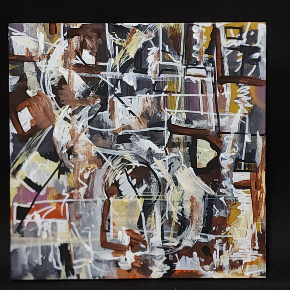 ひろ・あおき　作　「盤036」　アクリル/キャンバス　S3　27.3x27.3cm　抽象絵画　現代アート　スクエア 1枚目の画像