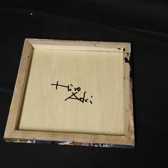 ひろ・あおき　作　「盤036」　アクリル/キャンバス　S3　27.3x27.3cm　抽象絵画　現代アート　スクエア 16枚目の画像