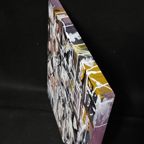 ひろ・あおき　作　「盤036」　アクリル/キャンバス　S3　27.3x27.3cm　抽象絵画　現代アート　スクエア 14枚目の画像