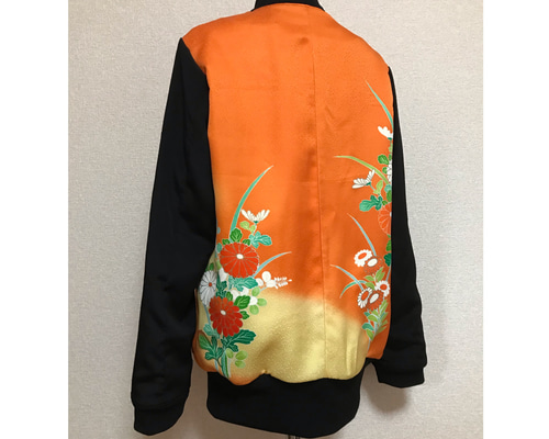 14☆訪問着☆着物リメイク ☆レディースM☆ブルゾン☆スカジャン
