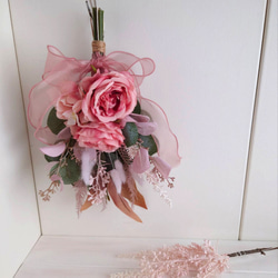 大人色スワッグ 甘すぎないローズ くすみピンクと優しいピンク artificialflower 7枚目の画像