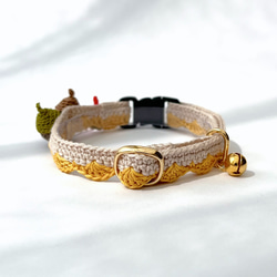 どんぐり　猫さんにやさしい首輪【かぎ針編み　猫の首輪　猫　首輪　セーフティバックル　アジャスター　軽い　やわらかい】 9枚目の画像