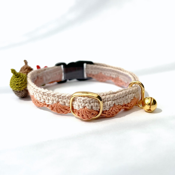 どんぐり　猫さんにやさしい首輪【かぎ針編み　猫の首輪　猫　首輪　セーフティバックル　アジャスター　軽い　やわらかい】 15枚目の画像