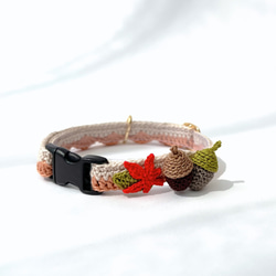 どんぐり　猫さんにやさしい首輪【かぎ針編み　猫の首輪　猫　首輪　セーフティバックル　アジャスター　軽い　やわらかい】 13枚目の画像