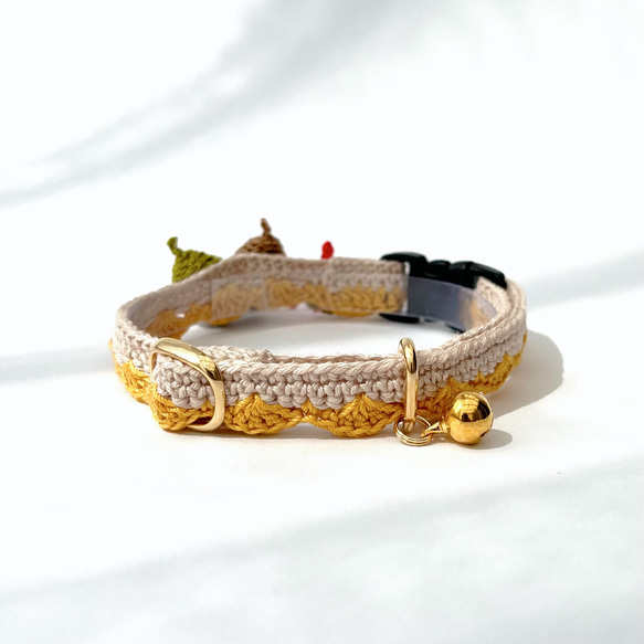 どんぐり　猫さんにやさしい首輪【かぎ針編み　猫の首輪　猫　首輪　セーフティバックル　アジャスター　軽い　やわらかい】 10枚目の画像