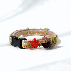 どんぐり　猫さんにやさしい首輪【かぎ針編み　猫の首輪　猫　首輪　セーフティバックル　アジャスター　軽い　やわらかい】 7枚目の画像