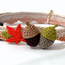 どんぐり　猫さんにやさしい首輪【かぎ針編み　猫の首輪　猫　首輪　セーフティバックル　アジャスター　軽い　やわらかい】 12枚目の画像