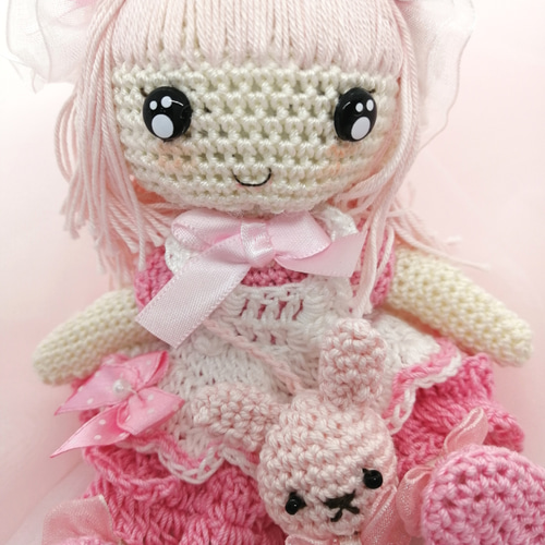 ハンドメイド☆あみぐるみ☆キラキラおめめ☆ロップイヤ☆ピンク