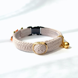 キンモクセイ　猫さんにやさしい首輪【かぎ針編み　猫の首輪　猫　首輪　セーフティバックル　アジャスター　軽い　やわらかい】 13枚目の画像