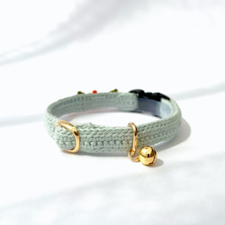 キンモクセイ　猫さんにやさしい首輪【かぎ針編み　猫の首輪　猫　首輪　セーフティバックル　アジャスター　軽い　やわらかい】 20枚目の画像