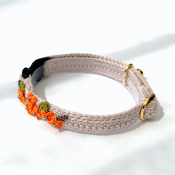 キンモクセイ　猫さんにやさしい首輪【かぎ針編み　猫の首輪　猫　首輪　セーフティバックル　アジャスター　軽い　やわらかい】 12枚目の画像