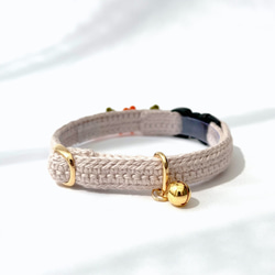 キンモクセイ　猫さんにやさしい首輪【かぎ針編み　猫の首輪　猫　首輪　セーフティバックル　アジャスター　軽い　やわらかい】 14枚目の画像