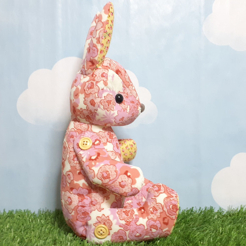 うさぎ ぬいぐるみ アメリカ ファンシー ピンク パッチワーク パステル 花柄 うさぎ ぬいぐるみ アメリカ ファンシー ピンク パッチワーク