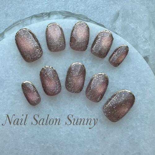 ネイルチップ＊ マグネットネイル/ビー玉マグネット/秋色/シンプル  