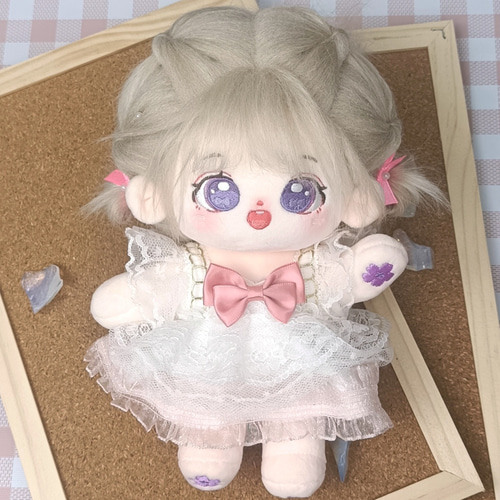 ミニ洋服 20cm 着せ替えぬいぐる服 白いレースのドレス ミニ洋服 20cm 着せ替えぬいぐる服 白いレースのドレス